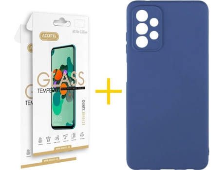 Kit Funda + Protector de Pantalla Samsung A32 5G ACCETEL Cristal Templado 4843 Azul