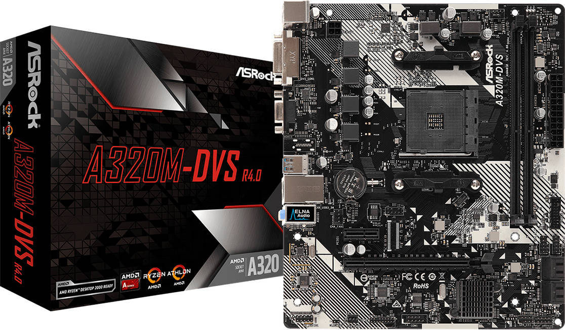 Placa Base ASROCK A320M-DVS R4.0 (Socket AM4 - AMD A320 - Micro ATX)