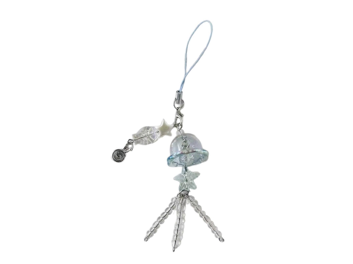 Cordón para teléfono móvil con cuentas de medusa a la moda, accesorio para mochila y cartera Rosewell azul