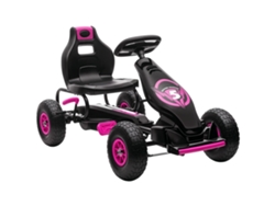 Kart de pedales infantil con asiento ajustable en 3 posiciones, freno de mano, rosa y negro, de 5 a 12 años.