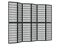 Biombo plegable, 6 paneles, 240 x 170 cm, madera de abeto negro y papel de arroz, Dec031186