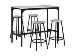 Mesa Bar 5 Piezas 4 Taburetes Industrial Gris