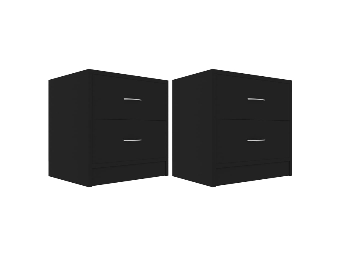 Conjunto 2 Mesita de noche VIDAXL Negro Madera contrachapada (40x30x40 cm)