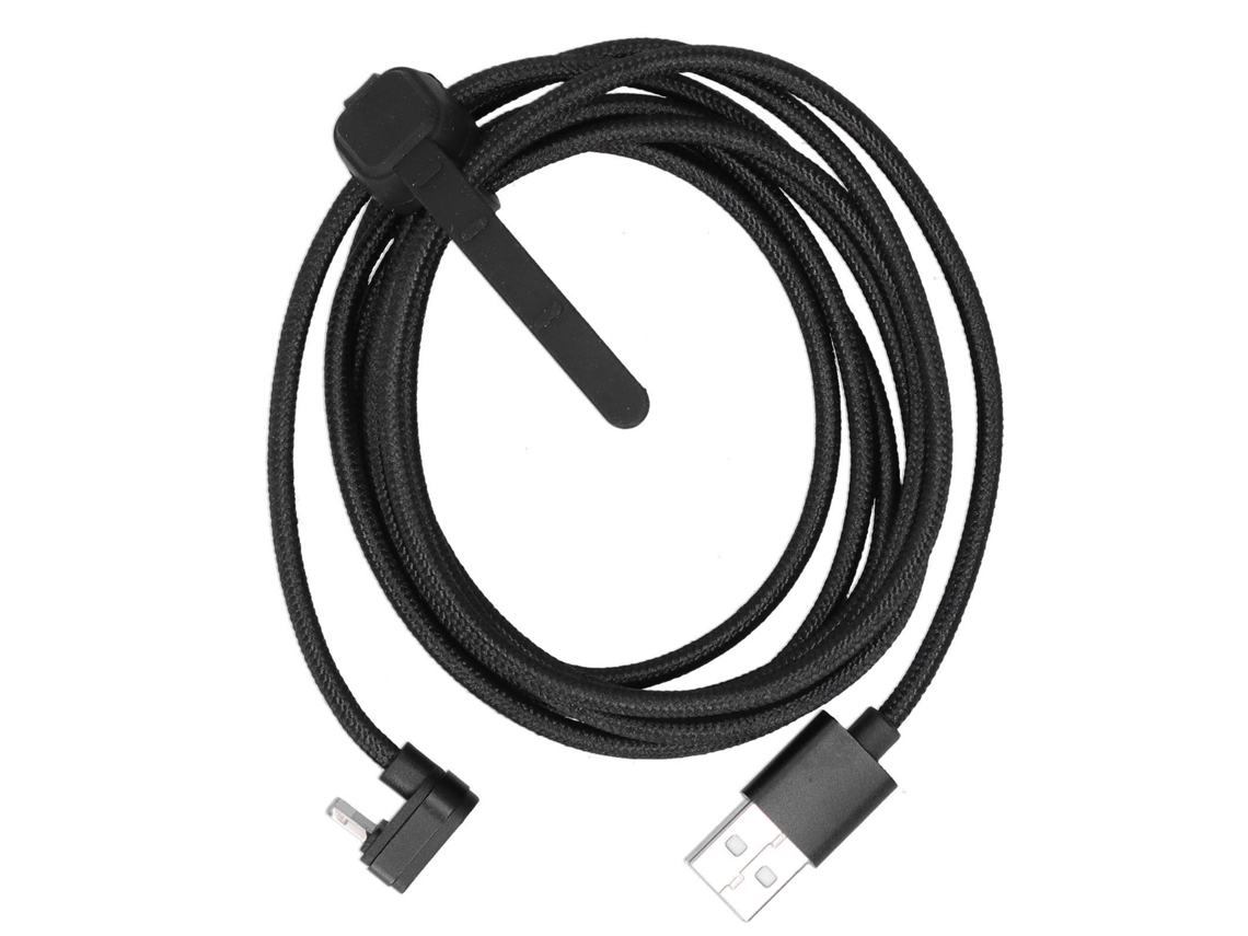Cable De Datos De Nylon Trenzado Kuulaa Apple Fast Charge De 90° Codo 2m Negro