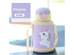 Botella térmica de acero inoxidable para niños, 500 ml, con aislamiento de unicornio, portátil, Mdug (morado)