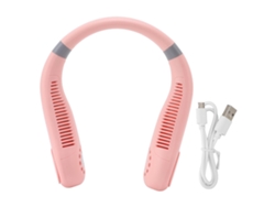 Ventilador de cuello sin aspas con LED, 2400 mAh, recargable, rosa.
