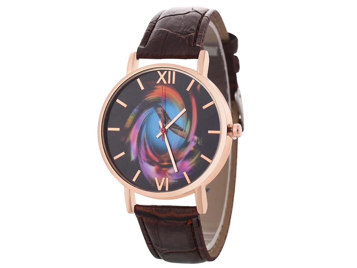 Reloj De Mujer Coreano Zhoulianfa T0138-z Cuero Marrón Quartzo Rosa