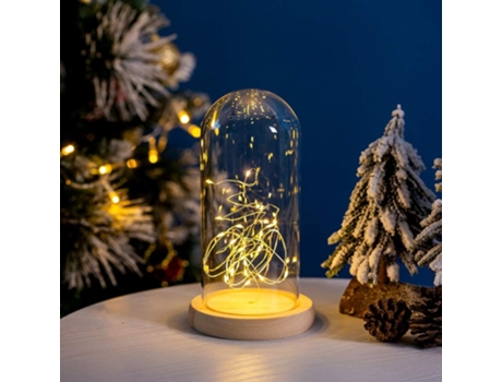 Decoración de campana de cristal con placa base de corcho decoración de cúpula de cristal, cúpula de cristal con batería de cadena de luces LED