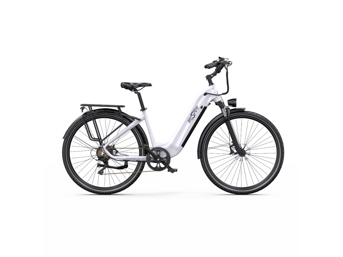 Bicicleta eléctrica Onesport OT05PRO, 250 W, 36 V, 22,5 Ah, autonomía de 130 km, sensor de par, frenos hidráulicos, neumáticos 700x50c, color blanco