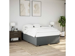 Estructura De Cama Sin Colchón Tela Gris Oscuro 140x200 Cm