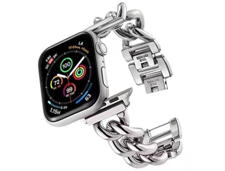 Correa de metal para reloj inteligente con cadena vaquera grande para Apple Watch Ultra de 49 mm (plateada)