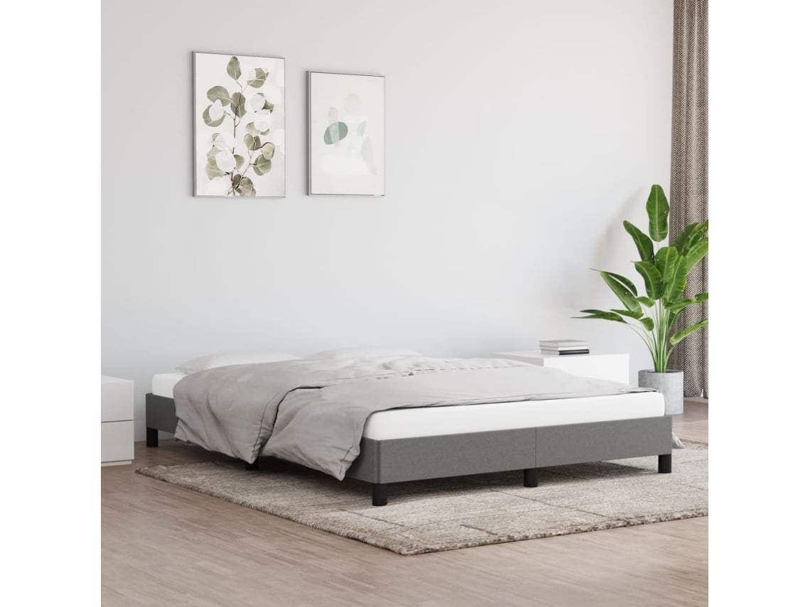 Cama sin colchón tela gris oscuro 140x190 cm