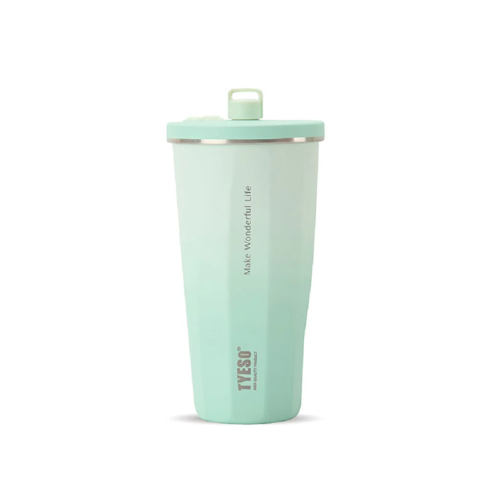 (verde Claro, 600 Ml) Vaso Térmico De Acero Inoxidable Con Pajita Retráctil, Aislamiento Al Vacío, Fácil De Limpiar, A Prueba De Fugas.