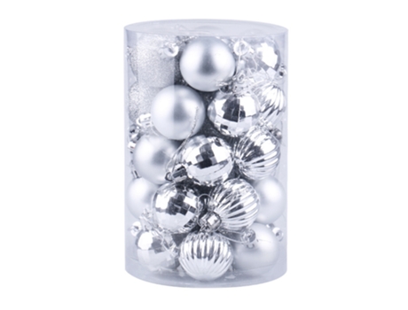 34 piezas de adornos de bolas de Navidad inastillables de 4 cm para la decoración del árbol de Navidad, plateado