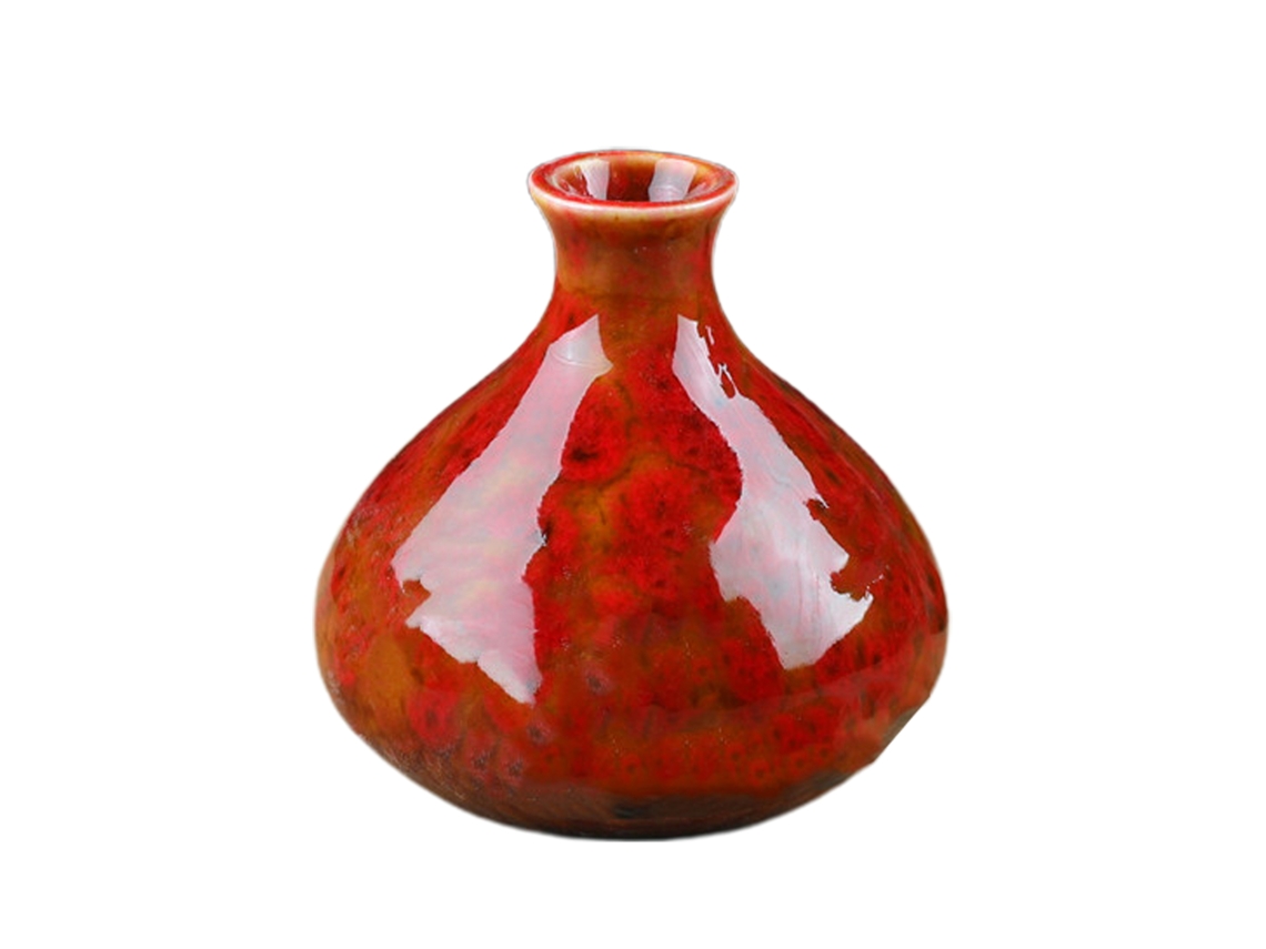 Cerámica roja cocida en horno (2,4 cm de diámetro, 7 cm de diámetro, 7,5 cm de altura)