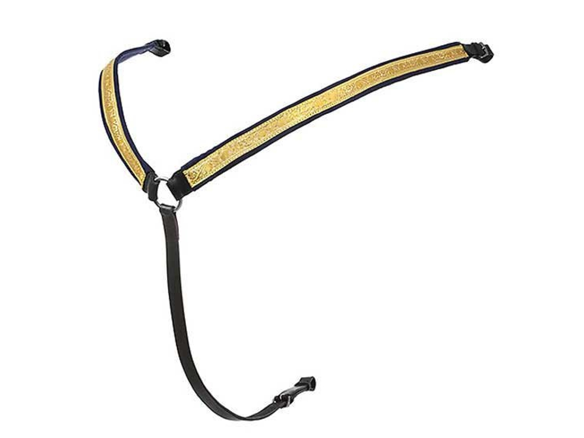 Peitoral de Couro Havana Alta Escuela Preto Dourado Fullhispano Hipica