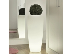 Macetero Bambú Ø40x90 Cm. / Blanco / Luz Fría Con Cable