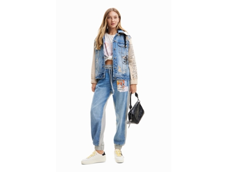 Chaqueta de Mujer DESIGUAL Vaquera Mickey Art Mezclilla Azul (M)