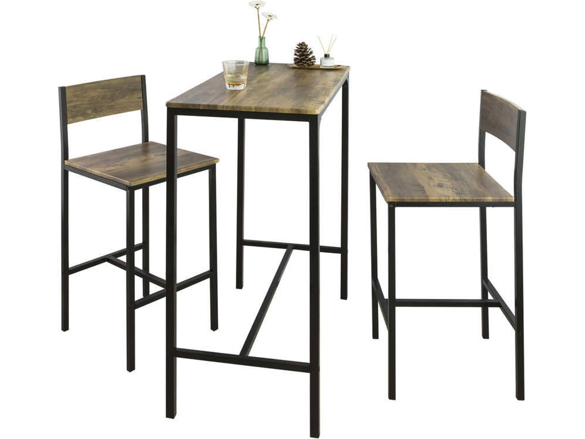 Conjunto de Comedor SOBUY (Marrón y Negro - MDF y Metal - 89x45x100cm)