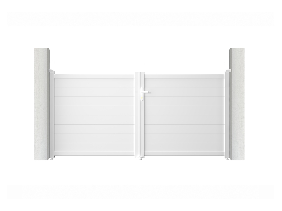 Puerta batiente de aluminio soldado EIGER 3m H.140cm blanco