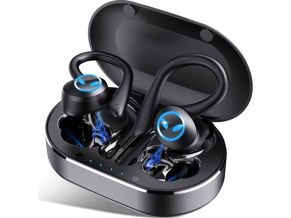 Auriculares Bluetooth True Wireless ENKERS Auriculares deportivos inalámbricos a prueba de agua Auriculares de alta fidelidad Auriculares estéreo con sonido 3D con micrófono incorporado Negro