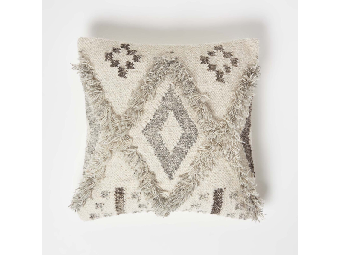 Homescapes Alta Handwoven Tufted Beige Kilim Cushion 45x45 Cm