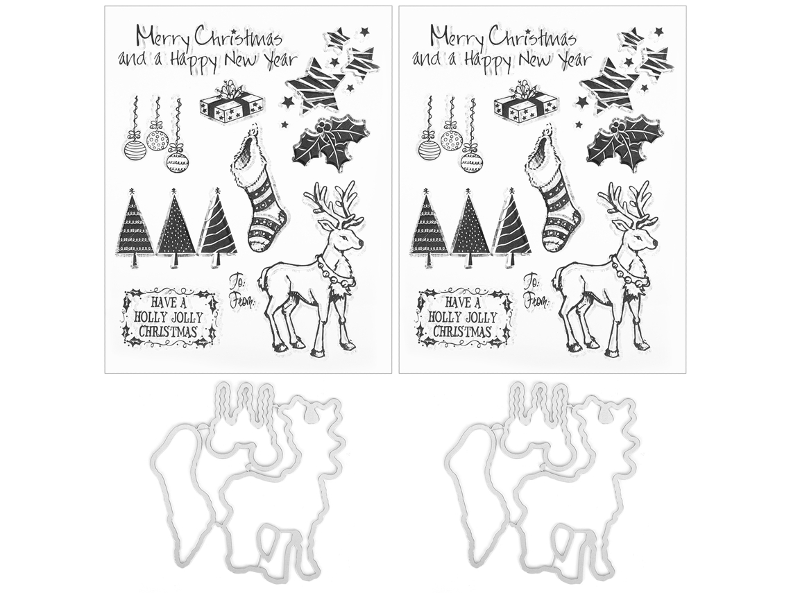 2 Set Sellos Transparentes De Caucho Tpr Rectangulares Para Diy Diario Patrón Navideño Arte Manual