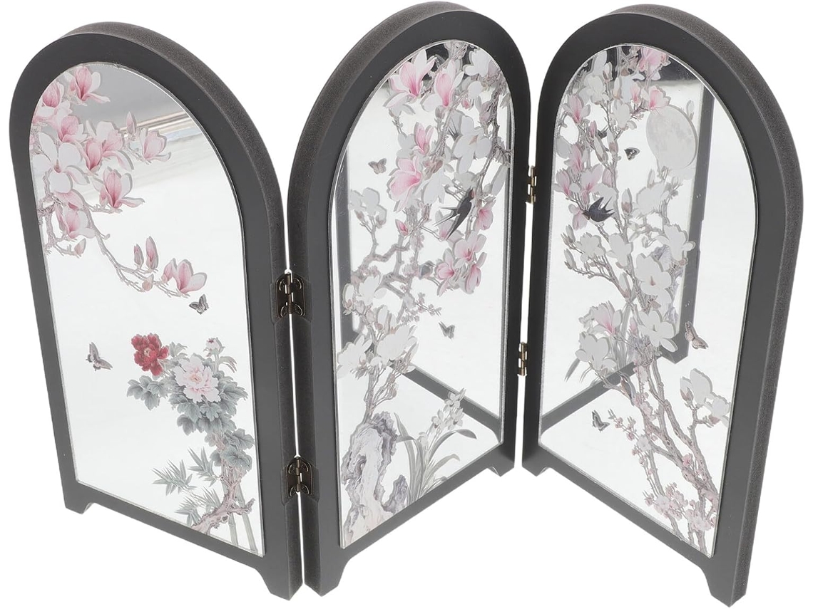 Biombo Plegable Tradicional Chino De 3 Paneles, Espejo Decorativo Feng Shui Para Oficina.