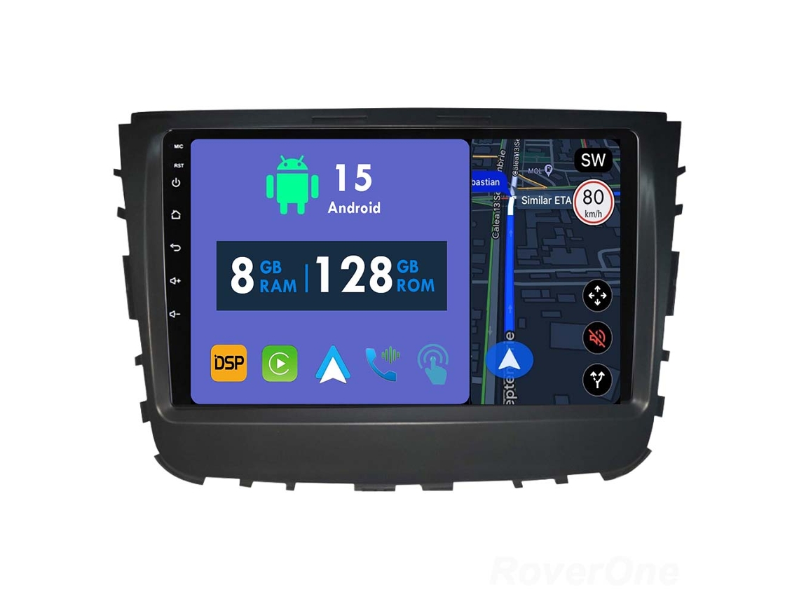 Coche Radio Android Auto Autoradio 8GB RAM 128G ROM CarPlay Navegación GPS Pantalla Táctil RoverOne para Ssangyong Rexton 2019 