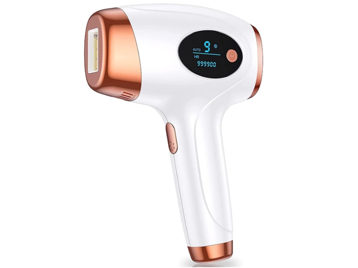 Depilación láser permanente para mujeres y hombres 999900 flashes Dispositivo de depilación en casa ACTUALIZADO para tratamiento facial piernas brazos todo el cuerpo (blanco) IKIKSO