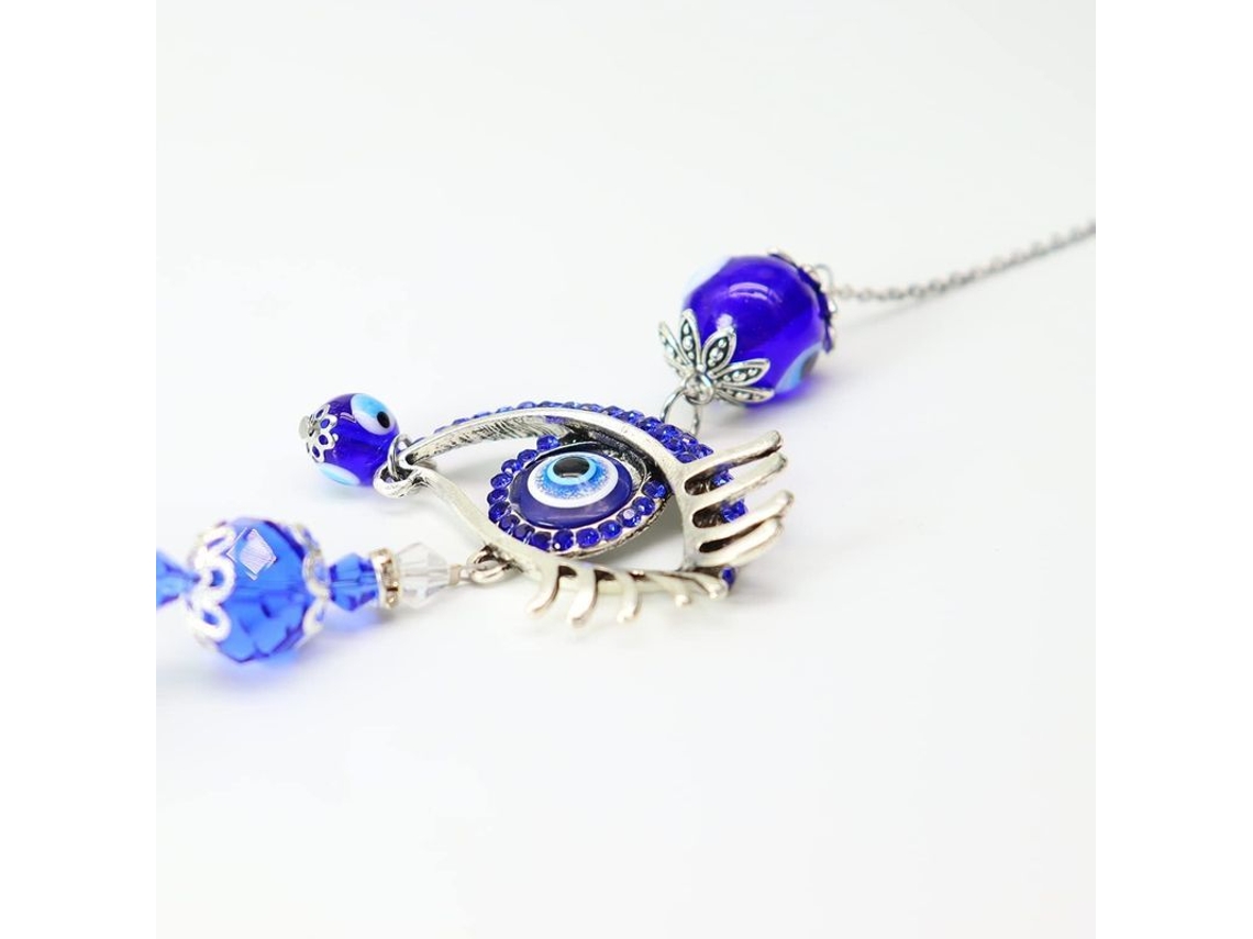 Atrapasueños De Cristal Colgante - Ojo Turco Azul Con Ángel Guardián Para La Protección De Ventanas