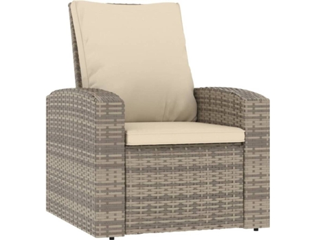 Sillón reclinable jardín y cojines ratán sintético VIDAXL marrón claro