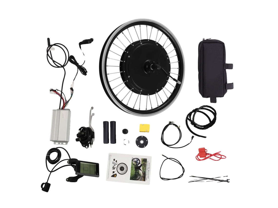 Kit de conversión de motor para bicicleta eléctrica, 500 W de potencia, velocidad ajustable, negro.