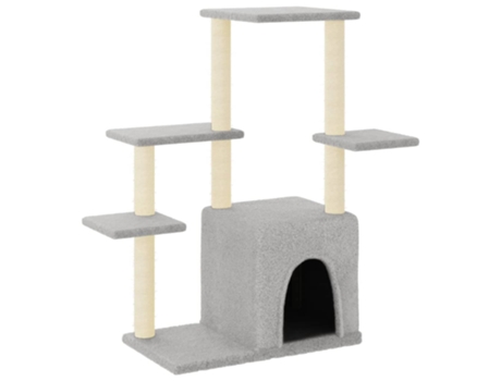 Rascador para gatos con postes de sisal gris claro VIDAXL (97,5 cm)