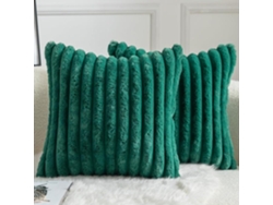 Fundas De Almohada - Felpa A Rayas - Ultra Flexible - Decorativas - 40 X 40 Cm, Verde