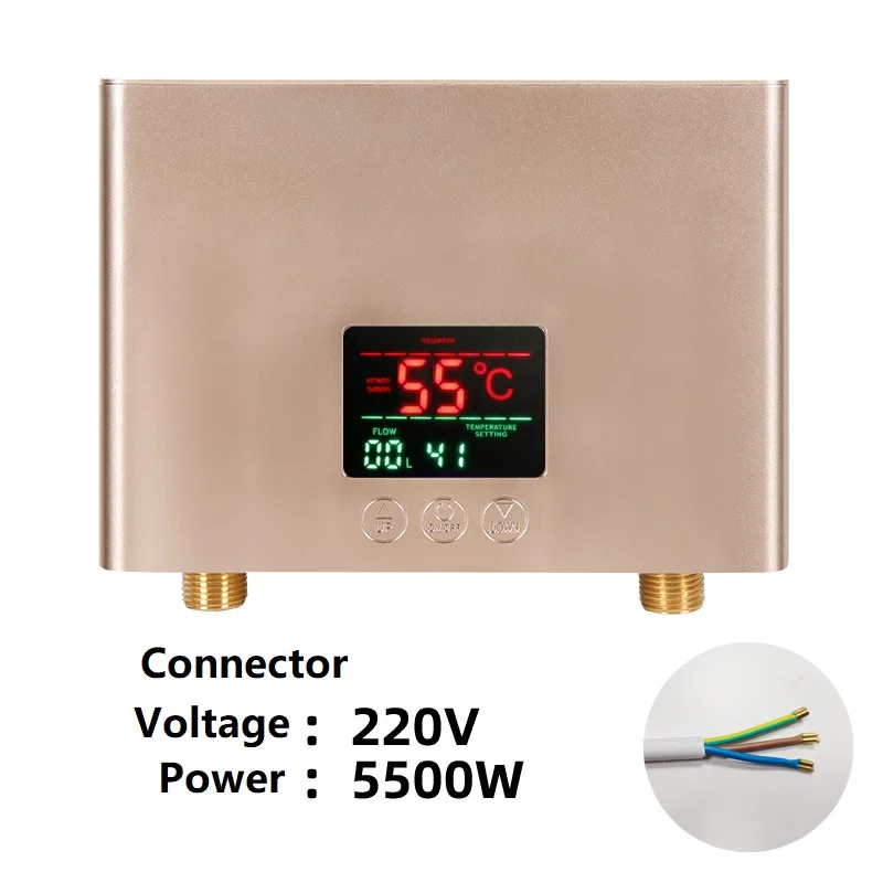 Calentador De Agua Eléctrico Instantáneo Con Pantalla Lcd De Temperatura Y Control Remoto.