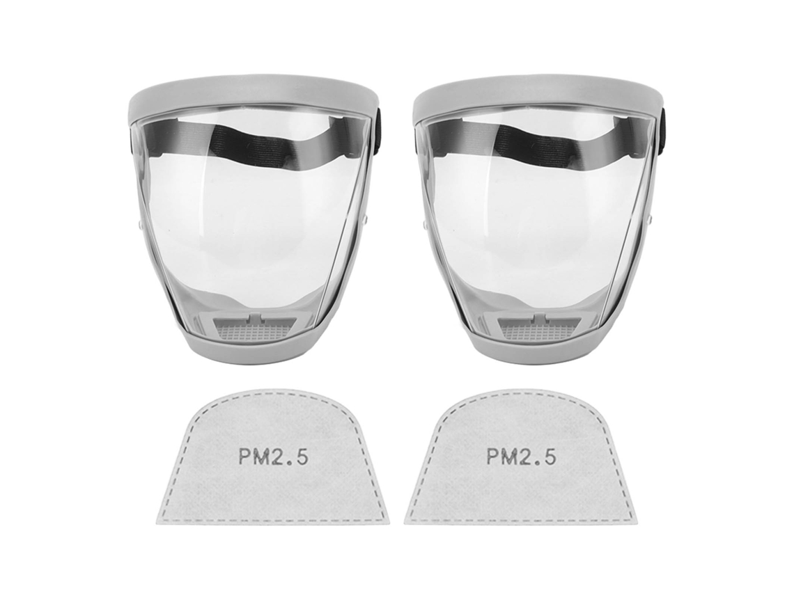 2 Protectores Faciales Transparentes Reutilizables Con Filtro De Algodón, Color Gris Y Blanco.