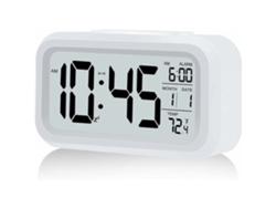 Despertador Digital Con Sensor De Luz Nocturna, A Pilas (blanco)