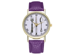 Reloj De Pulsera Unisex Para Parejas Con Cuarzo Y Correa De Piel Sintética Morada.