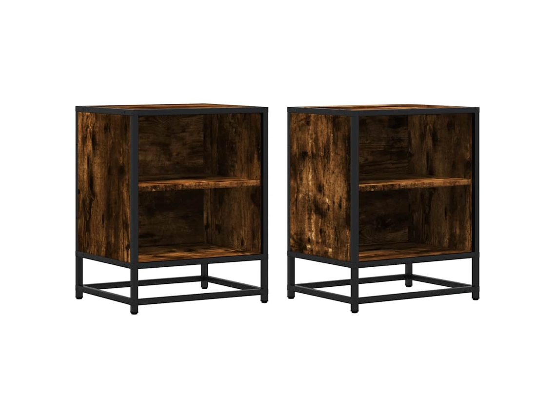 Maison Exclusive - Mesitas Noche 2 Uds Madera Ingeniería Roble Ahumado 40x31x50 Cm