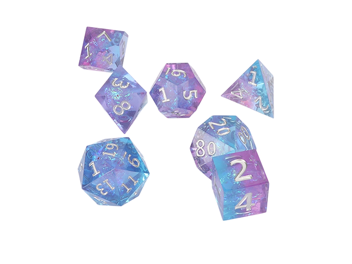 Juego de 7 dados Mali de resina epoxi con bordes afilados y números nítidos para juegos de mesa.