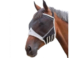 Máscara Antimoscas Para Caballos Shires Sin Orejas, Malla Fina, Negra, Cobertura Total Con Protección Uv Y Ajustable.