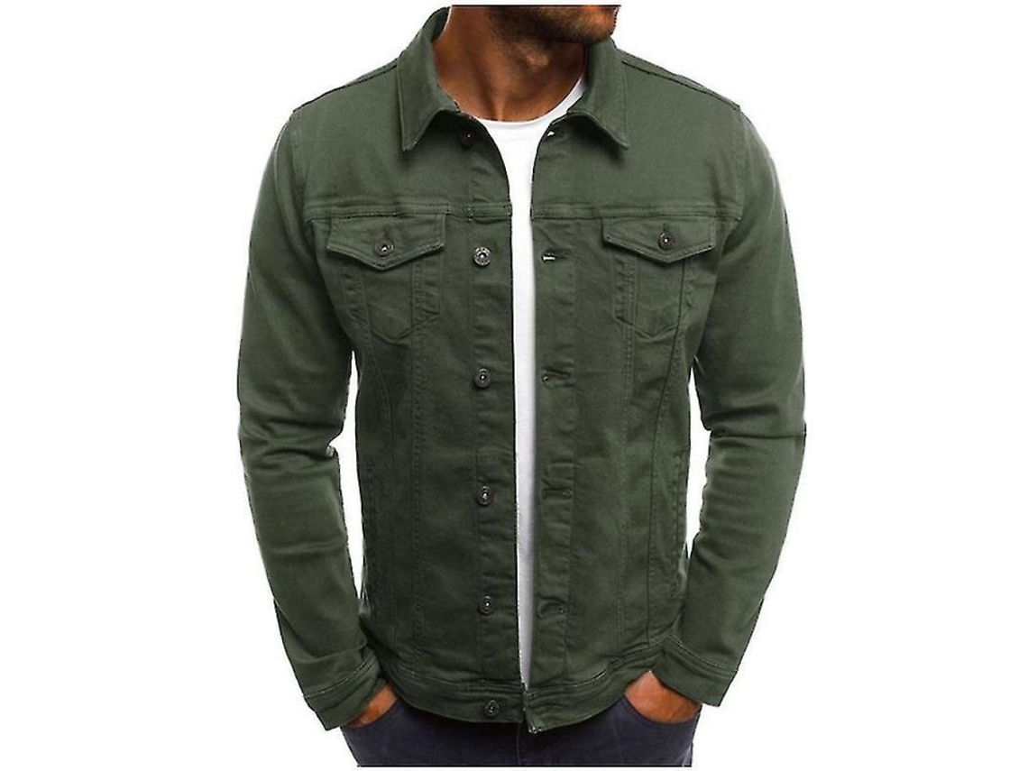 2026-chaqueta Vaquera Para Hombre Corta Slim Fit Estilo Fashion Ocm L Verde