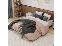 Cama Minimalista Moderna 160x200 - Base Baja, Terciopelo Holandés - Beige