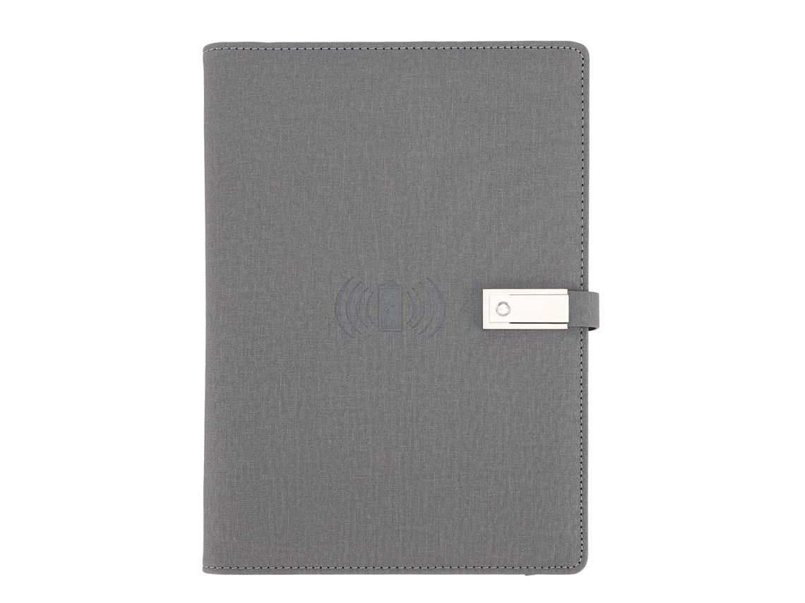 2026-cuaderno Inteligente De Carga Inalámbrica 8000mah Con Batería Portátil Y Memoria Usb Tamaño A5 Gris Para Reuniones Y Estudio