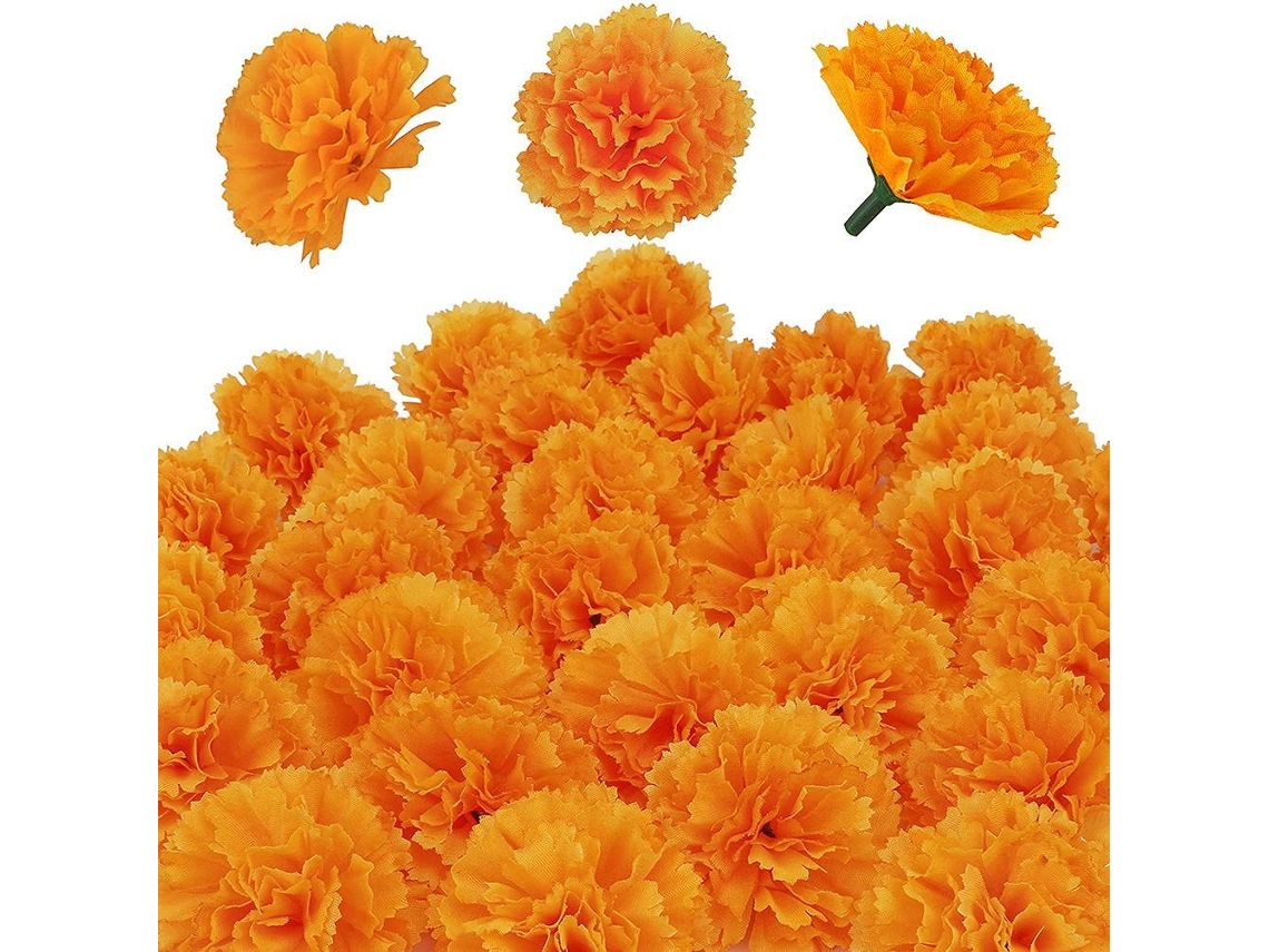 Juego de 30 flores artificiales de caléndula para decoración.