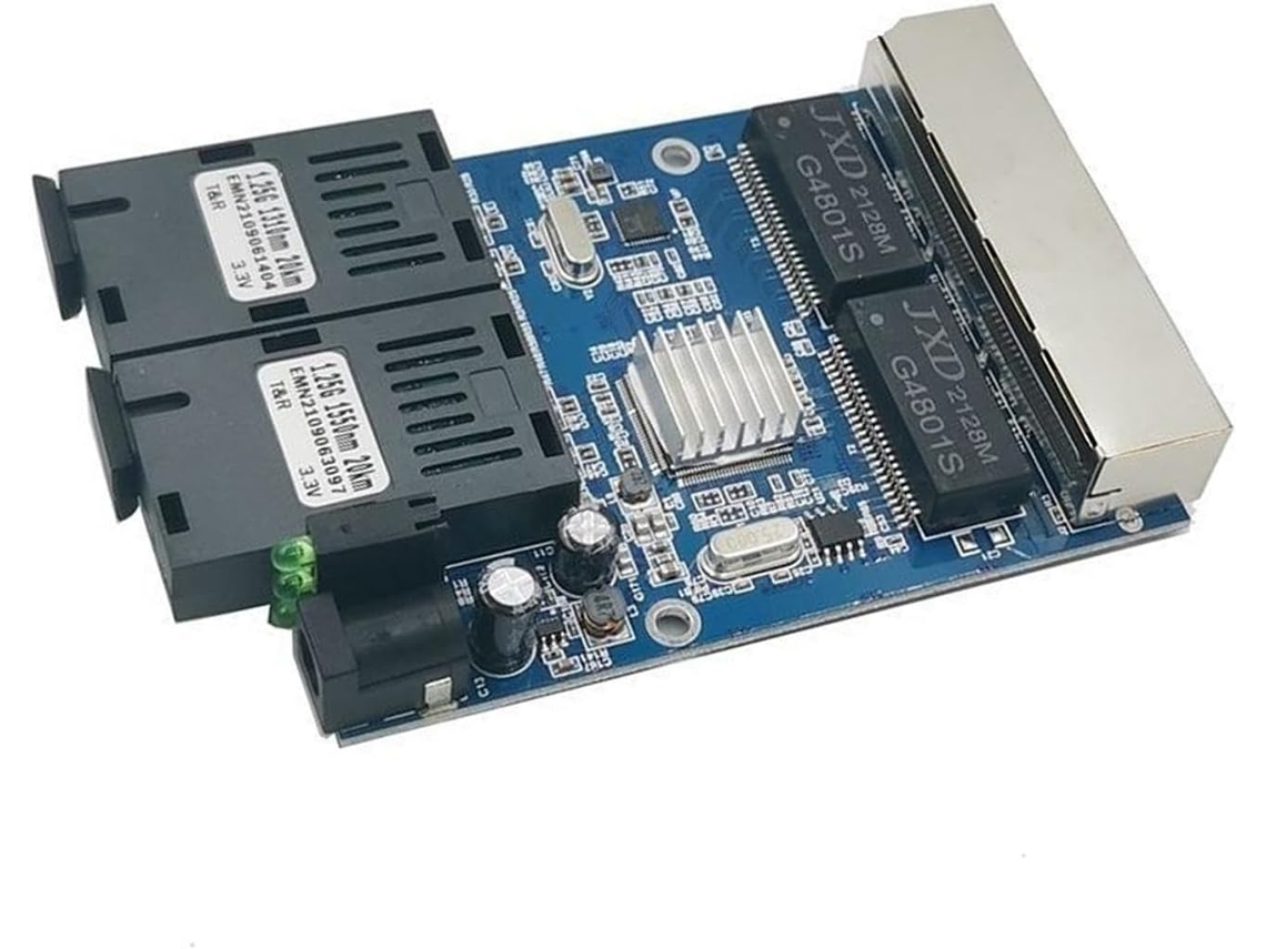 Conmutador Transceptor Convertidor De Fibra Gigabit 4 Rj45