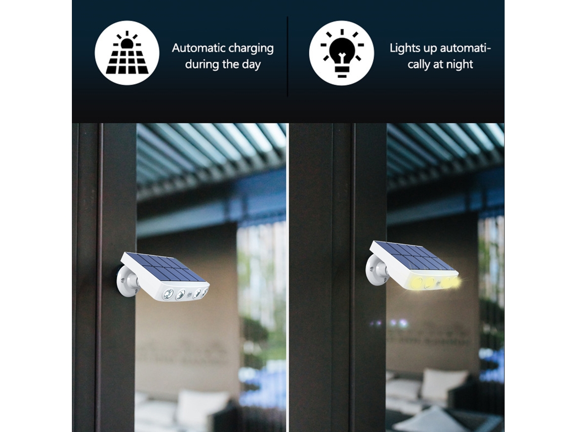 2pcs Lâmpada De Parede Solar Led Com Sensor De Movimento Rotativa À Prova D'água Luz Branca Quente Jardim Exterior