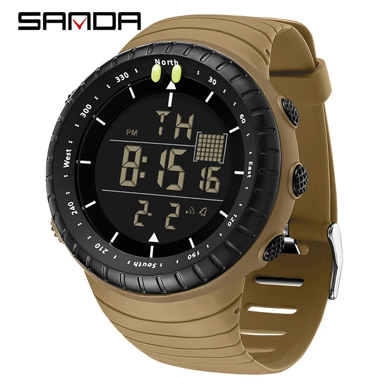 Reloj Digital Para Hombre (marrón/negro), Resistente Al Agua Para Deportes Al Aire Libre, Esfera Grande, Alarma.