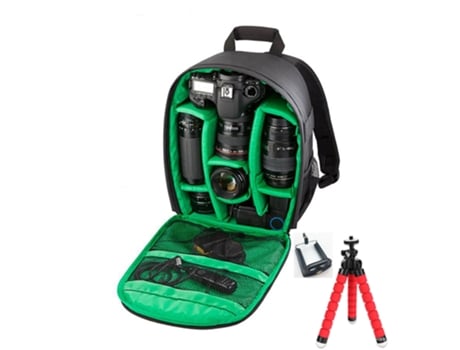 Mochila de Fotografia SLOWMOOSE Impermeable (Verde con Trípode)